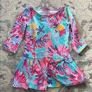Colorful Floral Long Sleeve Dress Lilly Pulitzer Knit XS 2/3 Toddler